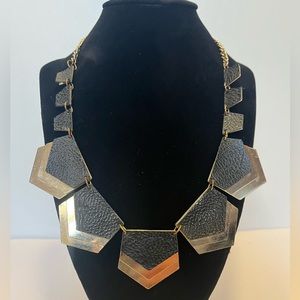 Gold and leather statement necklace